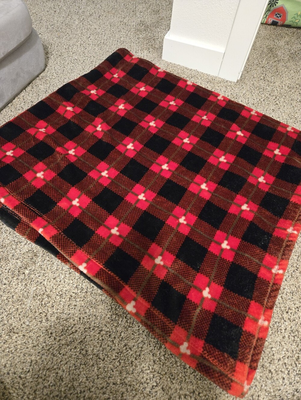 The Big One Disney Mickey Mouse Red and Black Plaid Fleece Throw